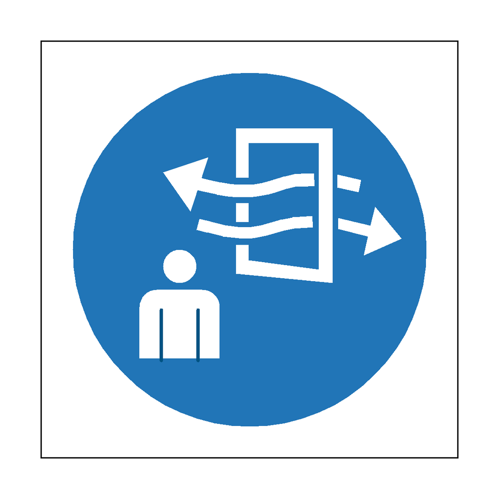 Ventilate Before And During Entering Symbol Label | Safety-Label.co.uk