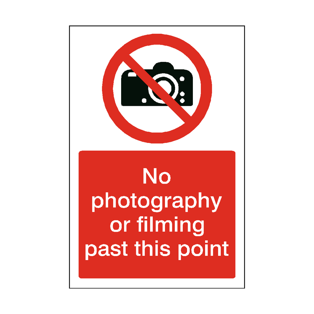 No Photography Or Filming Past This Point Sticker | Safety-Label.co.uk