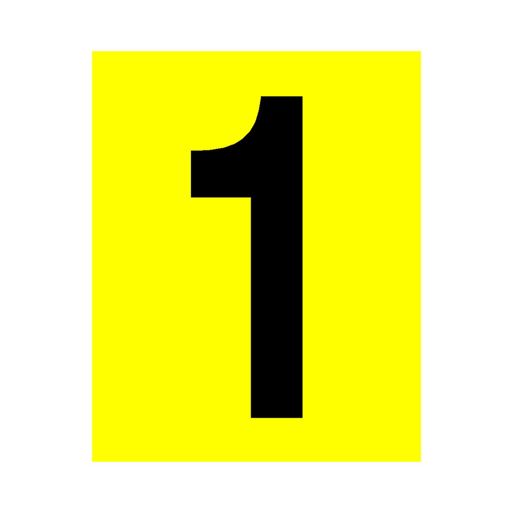 Yellow Number 1 Sign | Safety-Label.co.uk