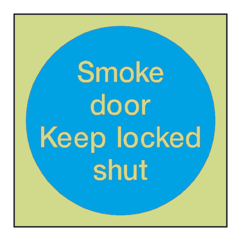 Smoke Door Keep Locked Shut Photoluminescent Sticker | Safety-Label.co.uk