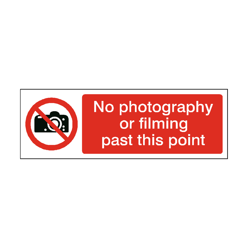 No Photography Or Filming Past This Point Safety Sign | Safety-Label.co.uk