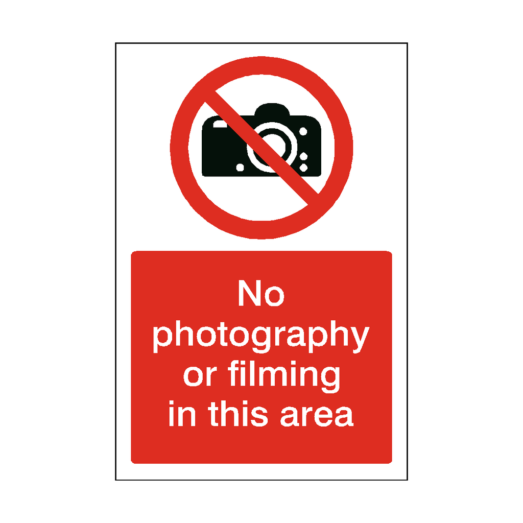 No Photography Or Filming In Area Sticker | Safety-Label.co.uk