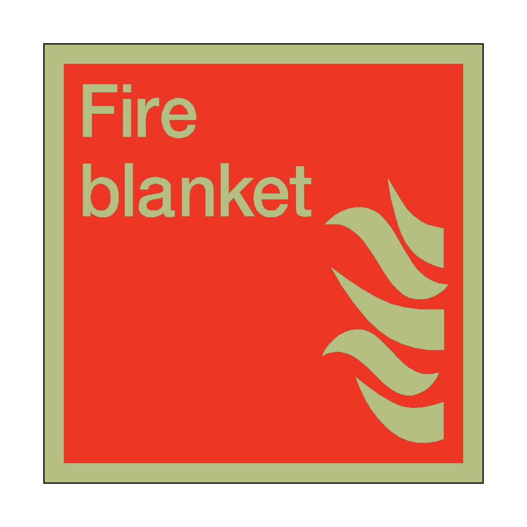 Photoluminescent Fire Blanket Square Sticker | Safety-Label.co.uk