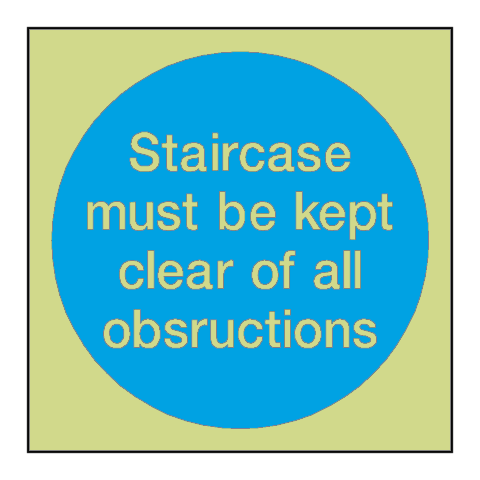 Staircase Must Be Kept Clear Photoluminescent Sticker | Safety-Label.co.uk