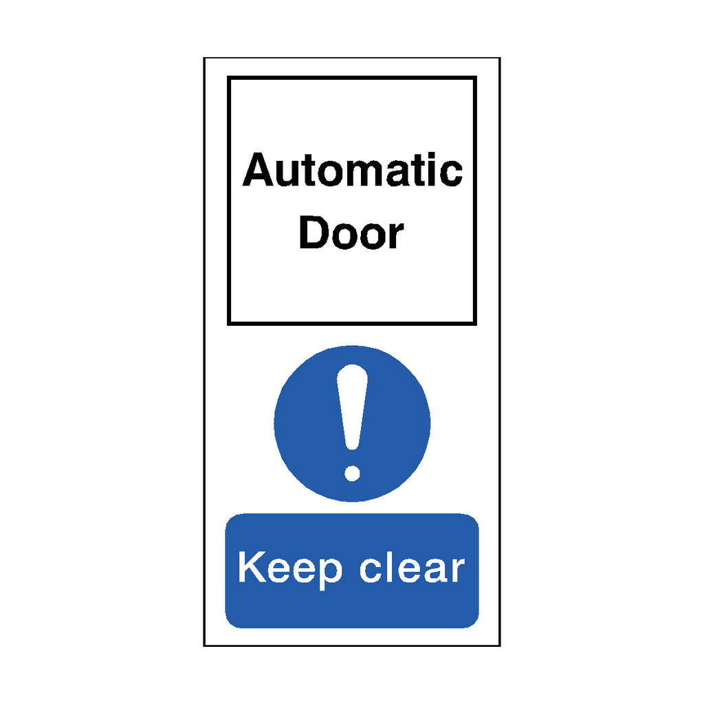 Automatic Door Keep Clear Mandatory Tall Sticker | Safety-Label.co.uk