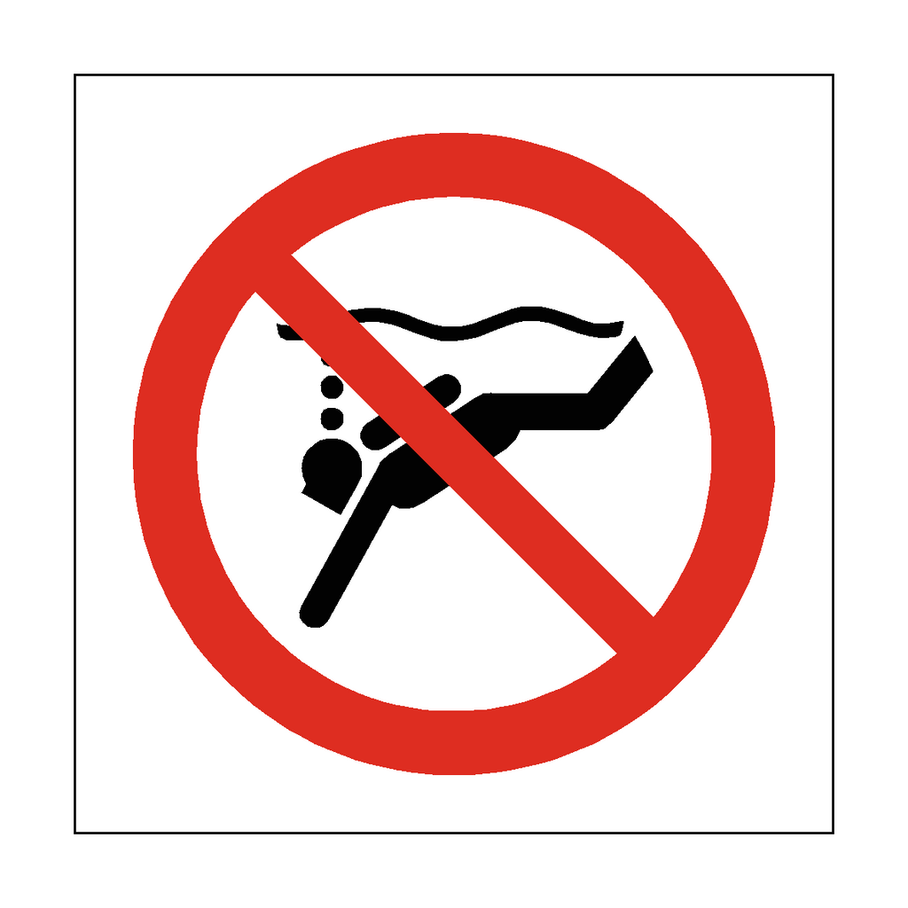 No Sub-Aqua Diving Symbol Label | Safety-Label.co.uk