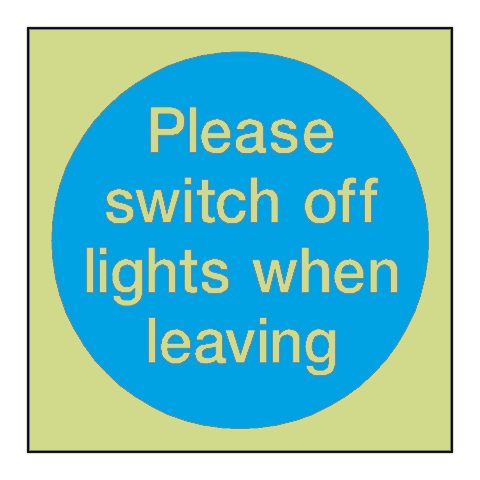 Switch Off Lights Door Photoluminescent Sticker | Safety-Label.co.uk