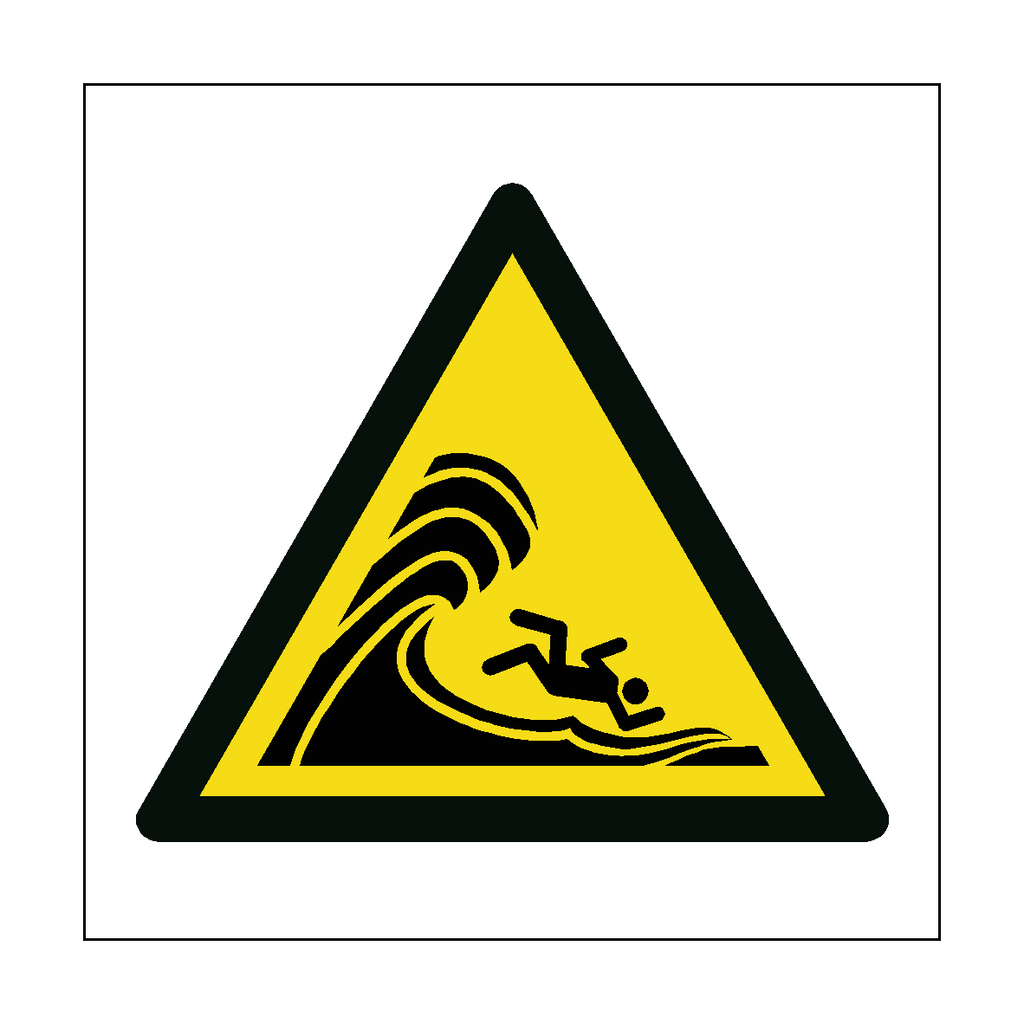 Large Waves Hazard Symbol Label | Safety-Label.co.uk