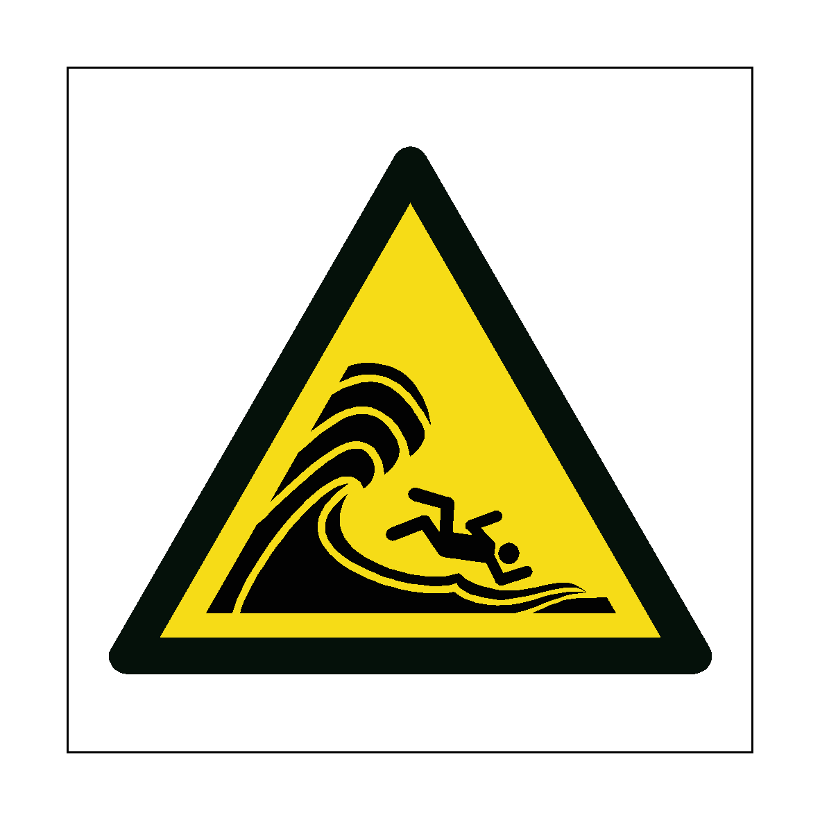 Large Waves Hazard Symbol Label