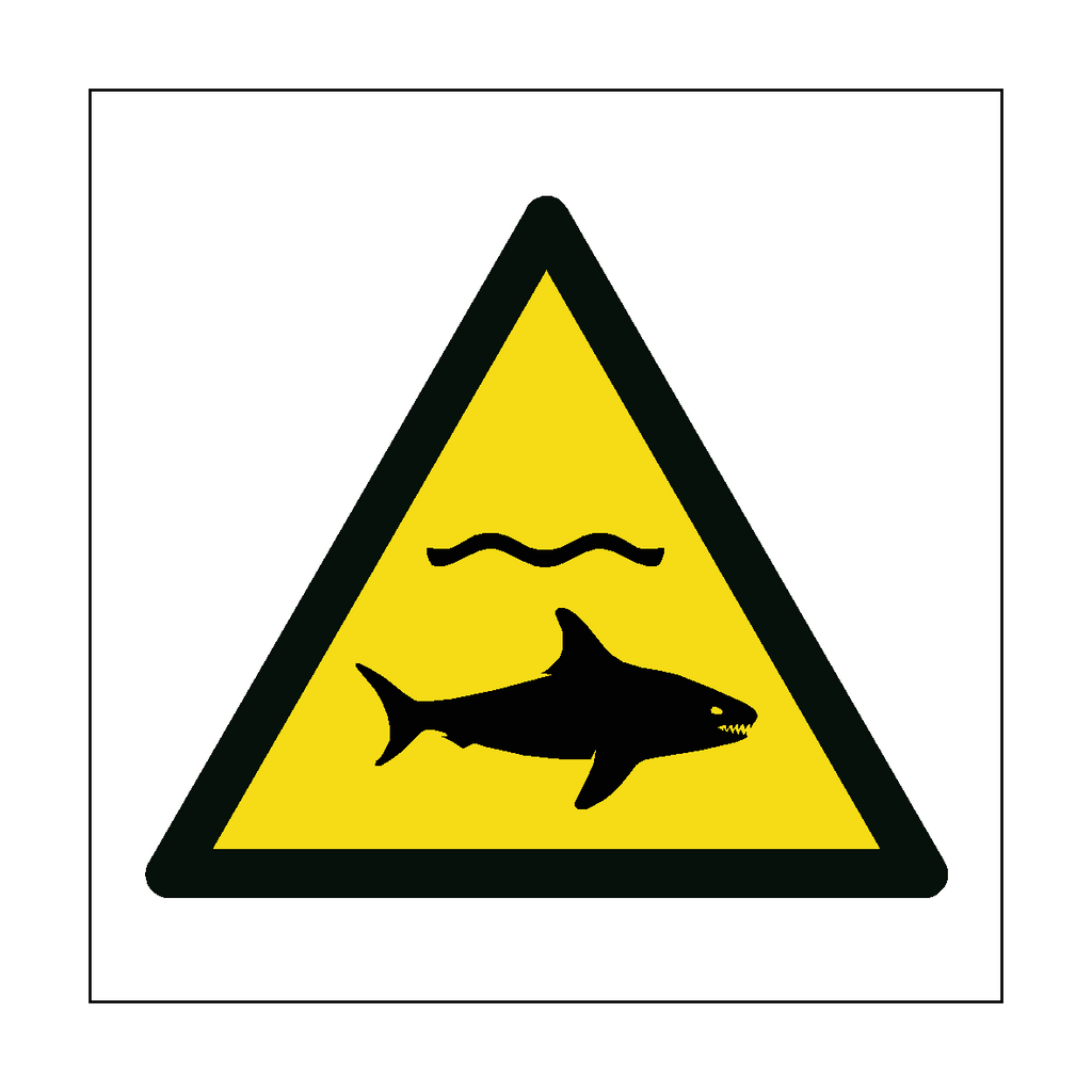 Shark In Water Hazard Symbol Label | Safety-Label.co.uk