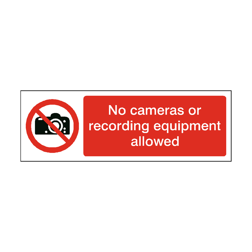No Cameras Or Recording Equipment Label | Safety-Label.co.uk
