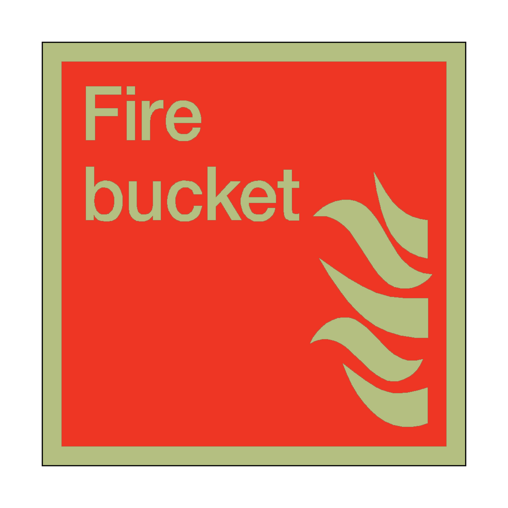 Photoluminescent Fire Bucket Square Sticker | Safety-Label.co.uk
