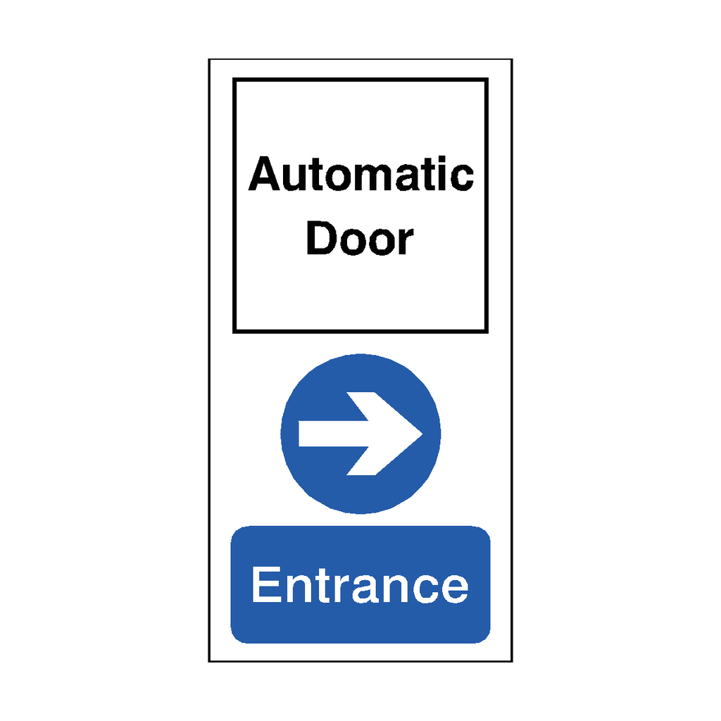 Self-adhesive automatic door entrance right mandatory tall sticker for safety signage by Safety-Label.co.uk