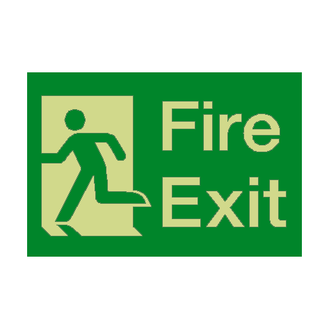 Fire Exit Running Man Left Photoluminescent Sticker | Safety-Label.co.uk