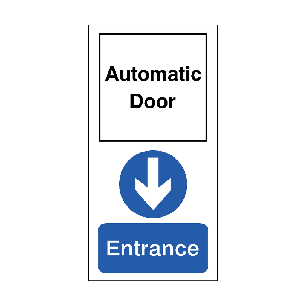 Automatic Door Entrance Down Mandatory Tall Sticker | Safety-Label.co.uk
