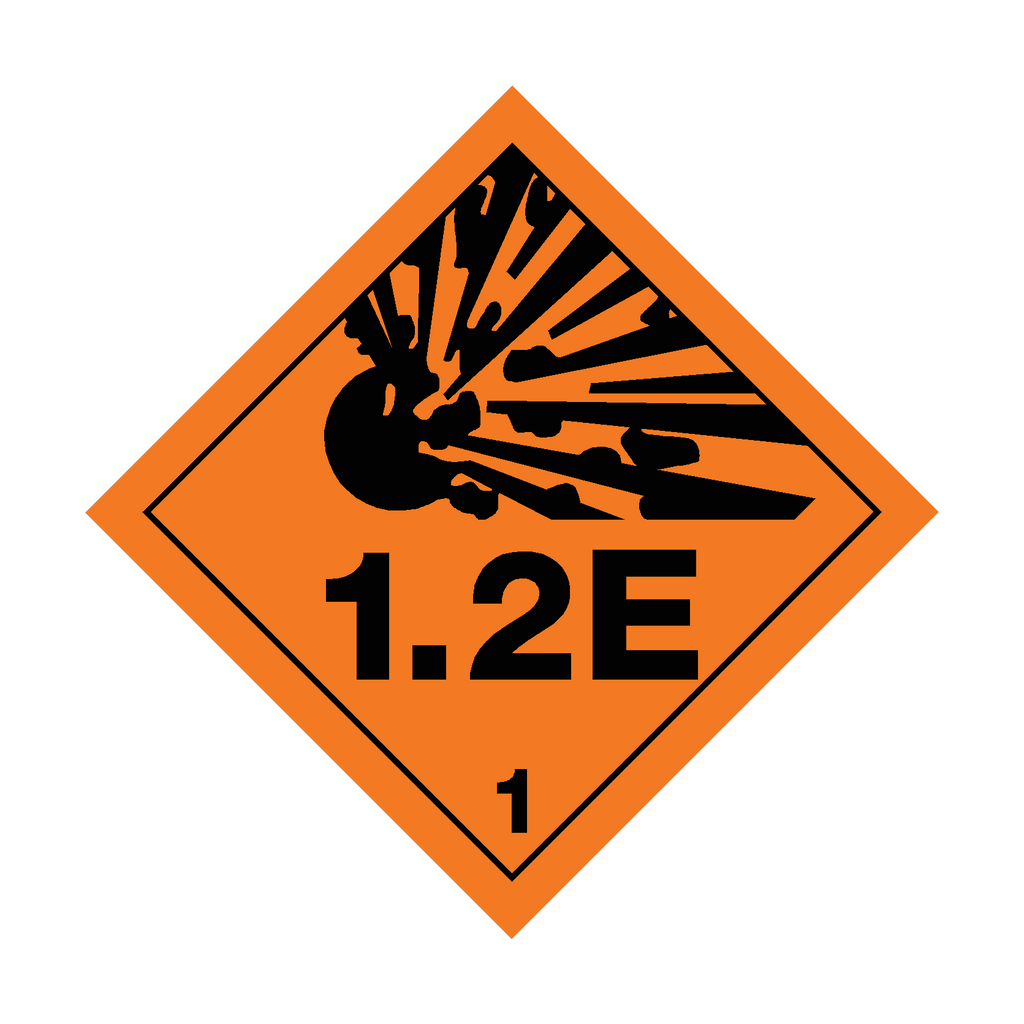 High Explosive Sticker Class 1.2E Explosive Sticker