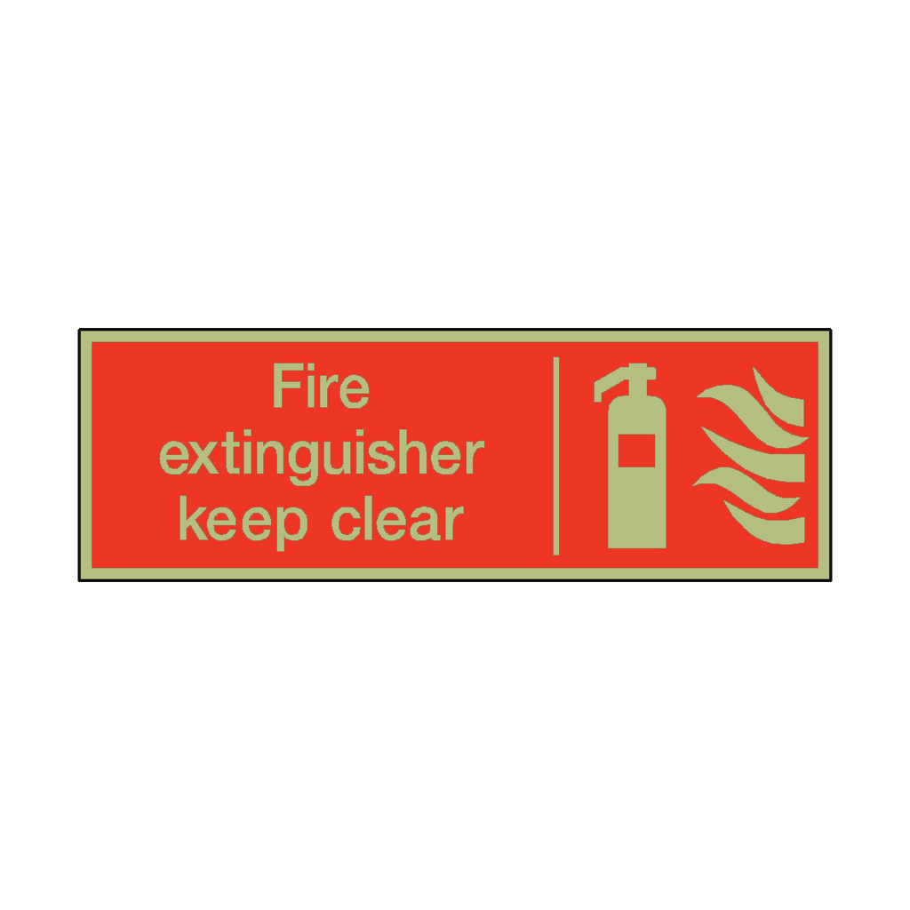 Photoluminescent Fire Extinguisher Keep Clear Safety Sticker | Safety-Label.co.uk
