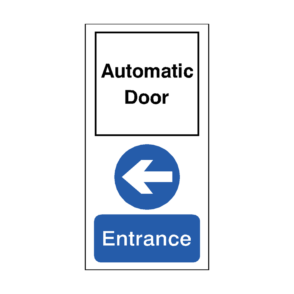 Automatic Door Entrance Left Mandatory Tall Sticker | Safety-Label.co.uk