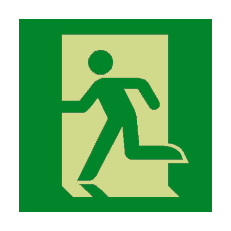 Running Man Left Photoluminescent Sticker | Safety-Label.co.uk