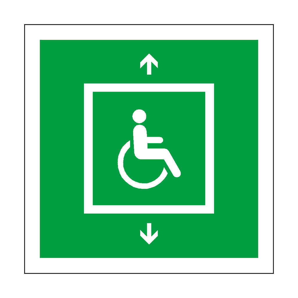 Evacuation Lift For Wheelchair Symbol Sign | Safety-Label.co.uk