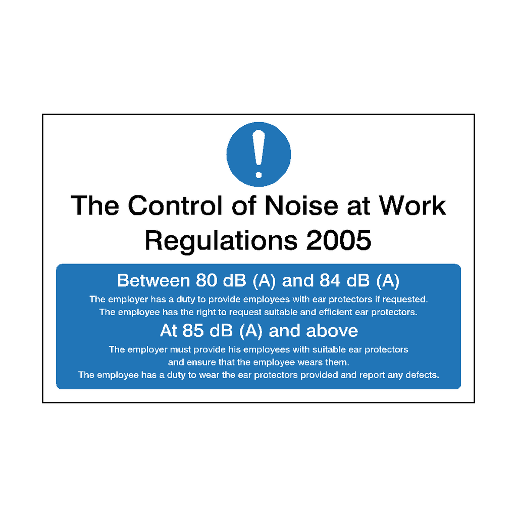 Regulation Not Working Control Noise At Work Regulations Sign