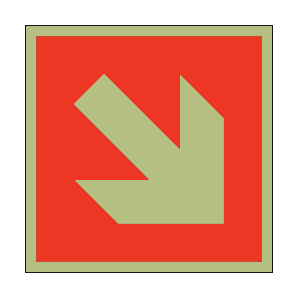 Photoluminescent Arrow Safety Sign Down Right | Safety-Label.co.uk