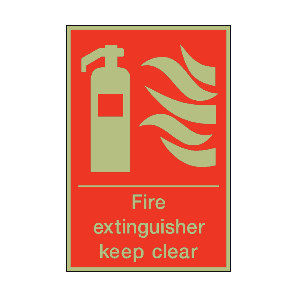 Photoluminescent Fire Extinguisher Keep Clear Sticker | Safety-Label.co.uk