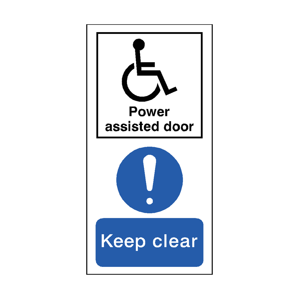 Automatic Door Power Assisted Disabled Keep Clear Mandatory Tall Sticker | Safety-Label.co.uk