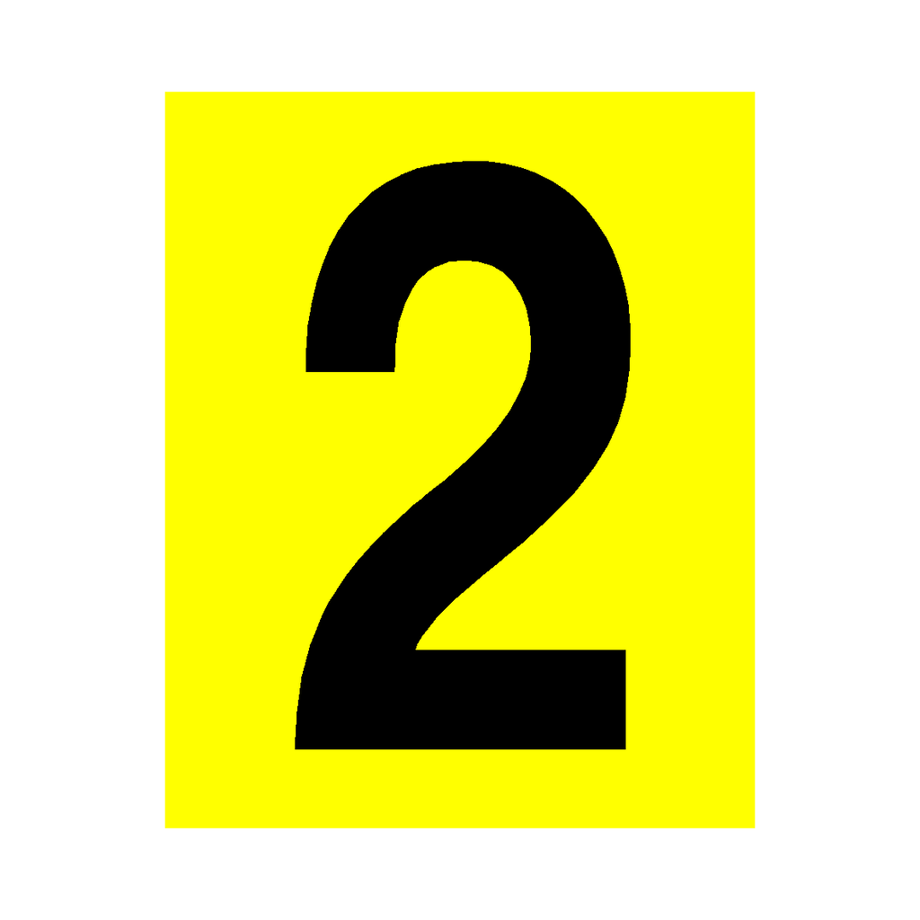 Yellow Number 2 Sign | Safety-Label.co.uk
