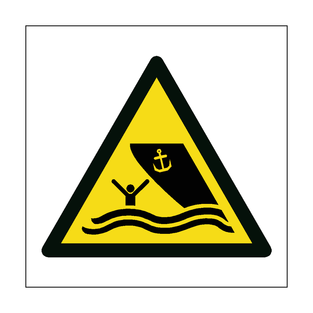 Boating area hazard symbol sign by Safety-Label.co.uk, warning of boating hazards with clear safety icon on a durable sign.
