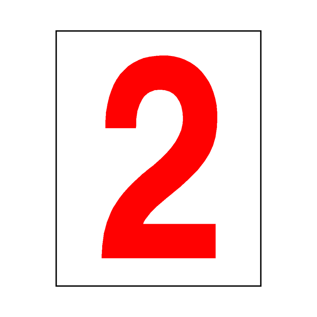 Number 2 Sign Red | Safety-Label.co.uk