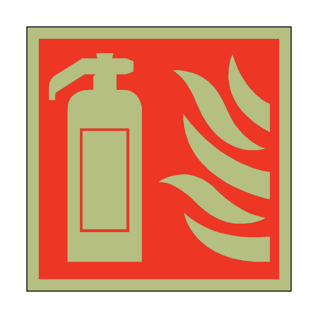 Photoluminescent Fire Extinguisher Square Sticker | Safety-Label.co.uk