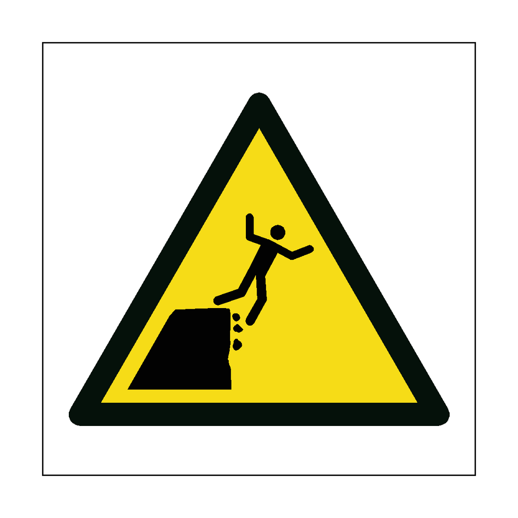 Unstable Cliff Edge Hazard Symbol Sign | Safety-Label.co.uk