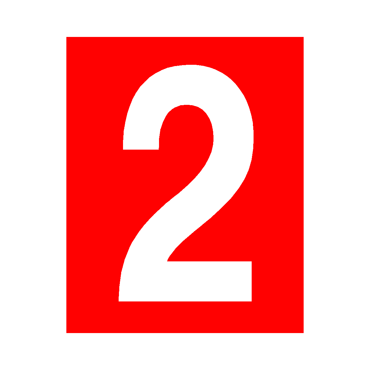 Red Number 2 Sign | Safety-Label.co.uk