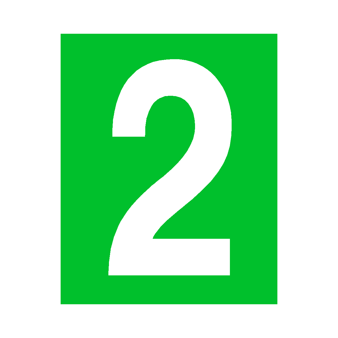 Green Number 2 Sign
