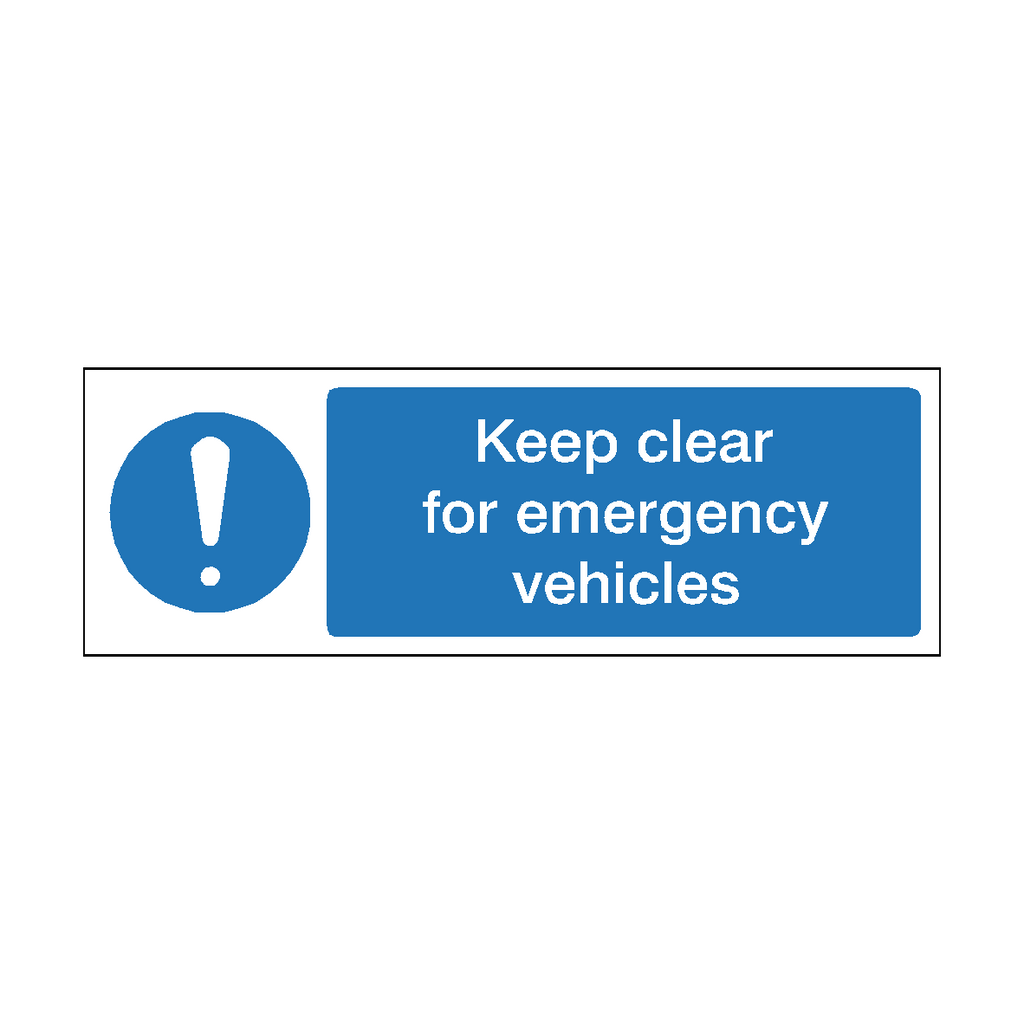 Keep Clear For Emergency Vehicles Safety Sign | Safety-Label.co.uk