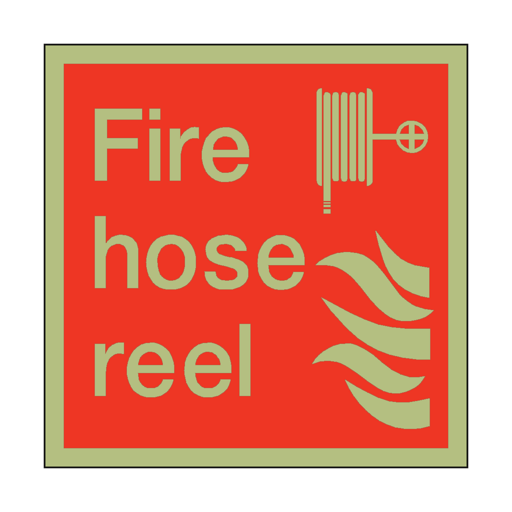 Photoluminescent Fire Hose Reel Square Sticker | Safety-Label.co.uk