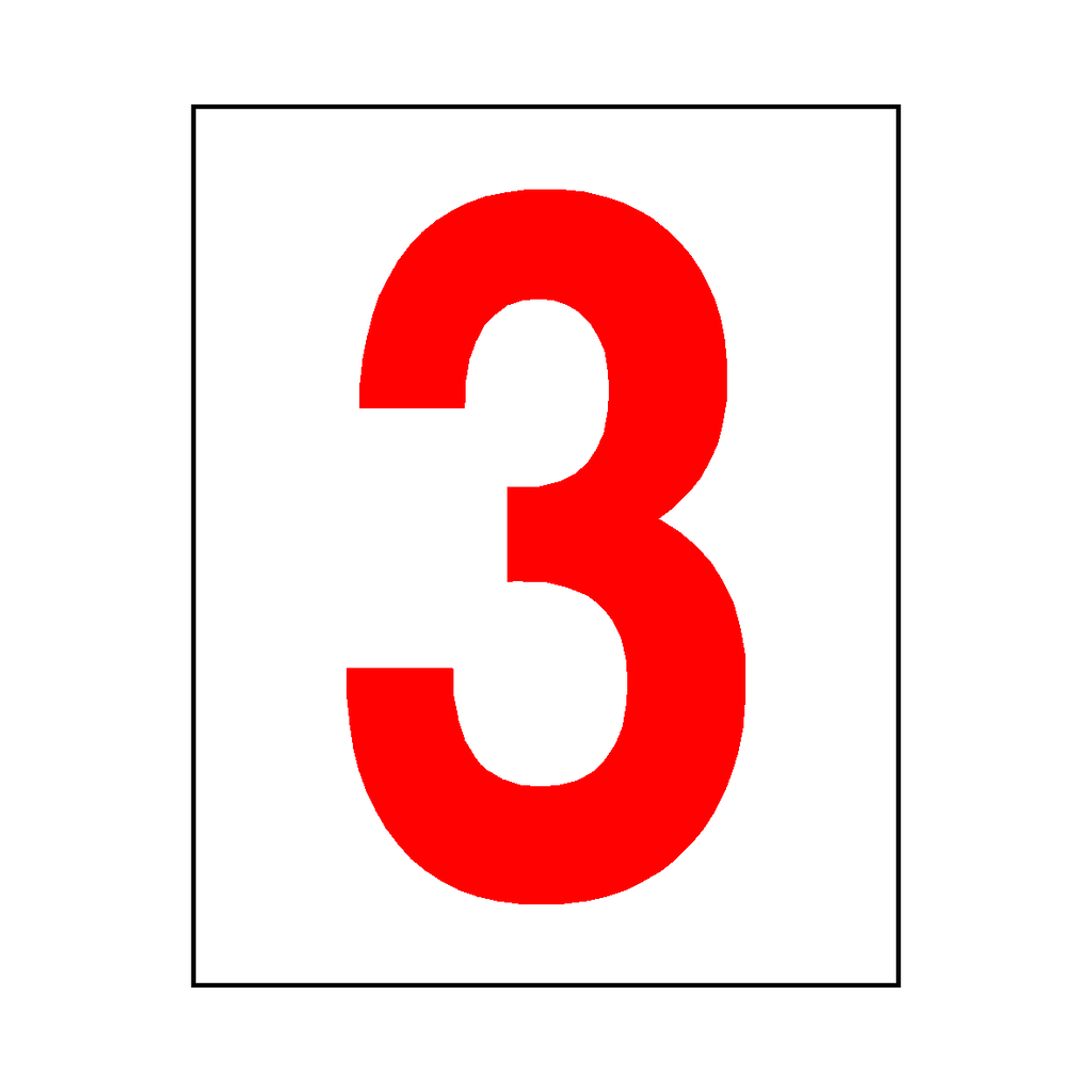 Number 3 Sign Red