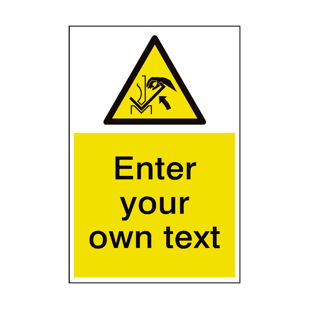 Hand Crush In Press Custom Hazard Sign | Safety-Label.co.uk