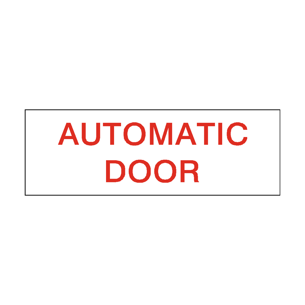 Red Automatic Door Sticker Horizontal | Safety-Label.co.uk