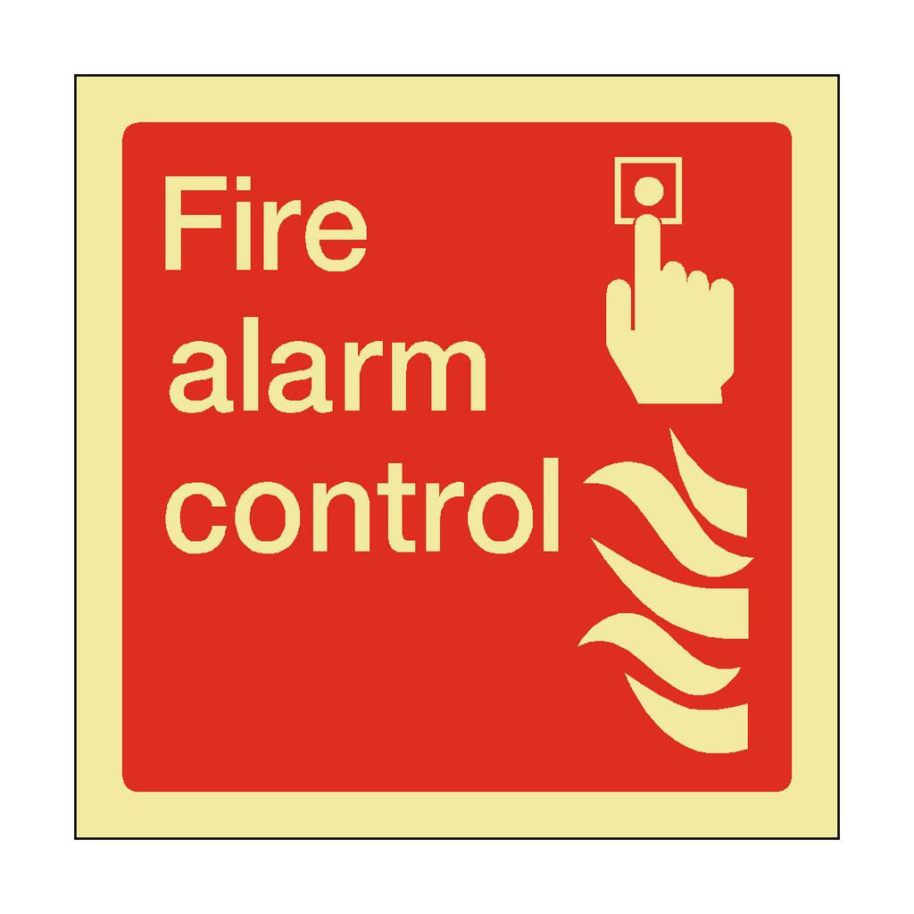 Photoluminescent Fire Alarm Control Square Sticker