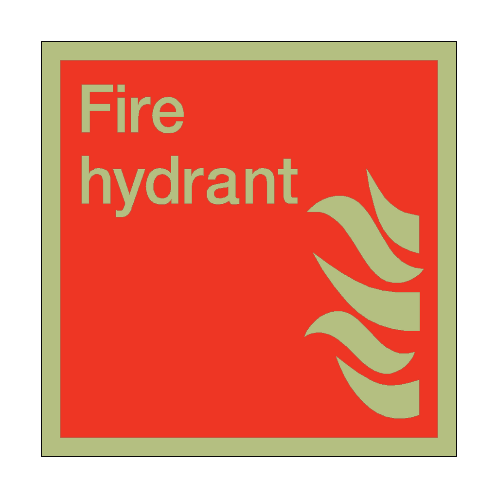 Photoluminescent Fire Hydrant Square Sticker | Safety-Label.co.uk