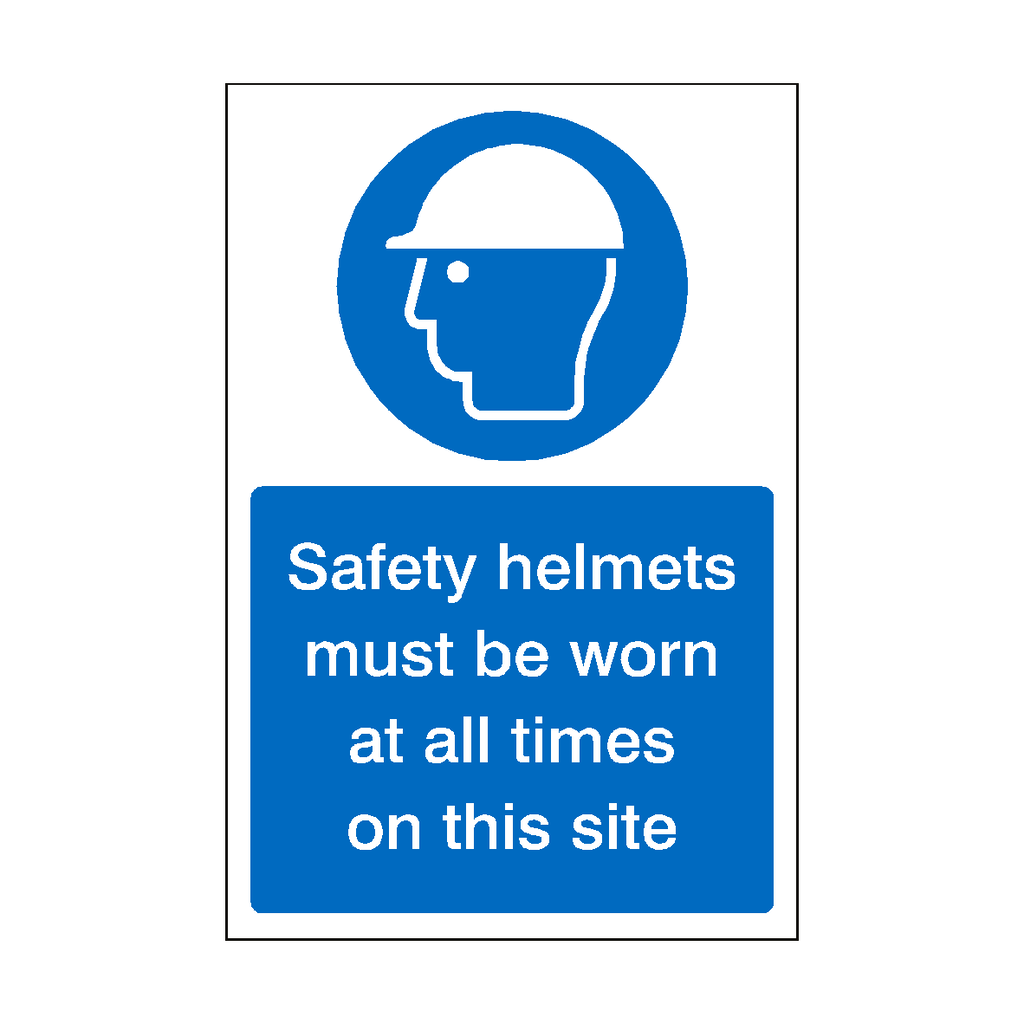 Safety Helmets Must Be Worn On This Site Sign | Safety-Label.co.uk