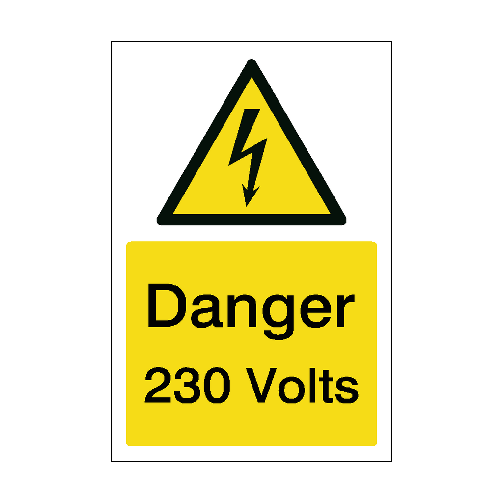 230 Volts Electrical Safety Sign | Safety-Label.co.uk