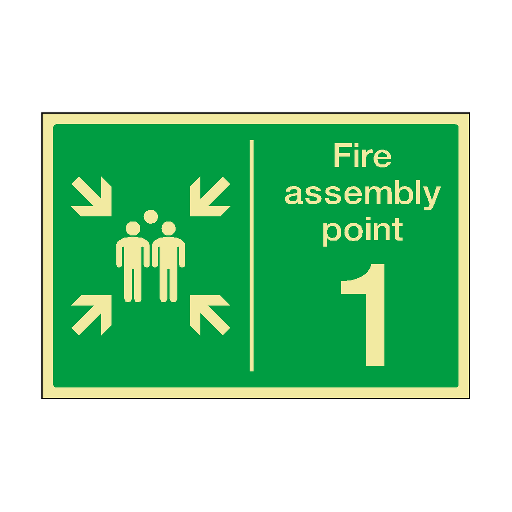 Fire Assembly Point Horizontal 1 Photoluminescent Sticker