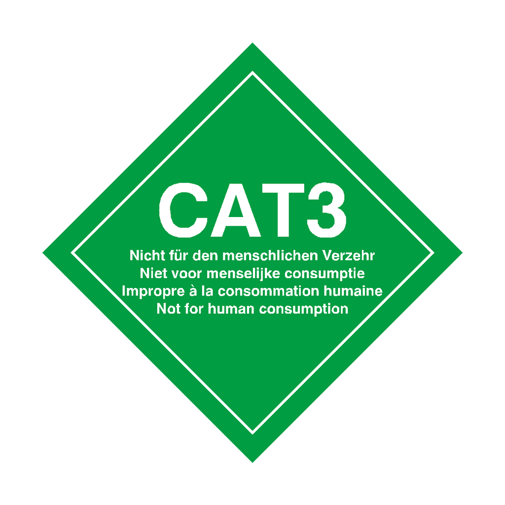 CAT3 Animal By-Product Vehicle Sign, safety sign from Safety-Label.co.uk, indicating animal by-product vehicle caution