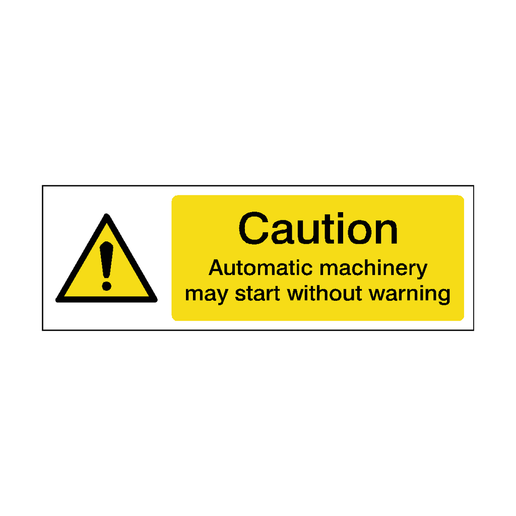 Self-adhesive automatic machinery label from Safety-Label.co.uk, featuring clear, durable safety instructions and machinery identification.