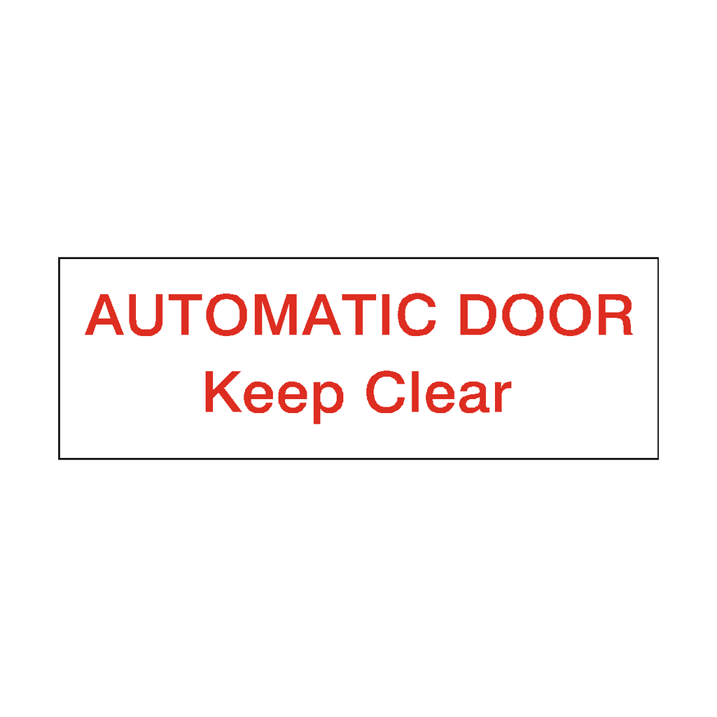 Red Automatic Door Keep Clear Sticker Horizontal | Safety-Label.co.uk