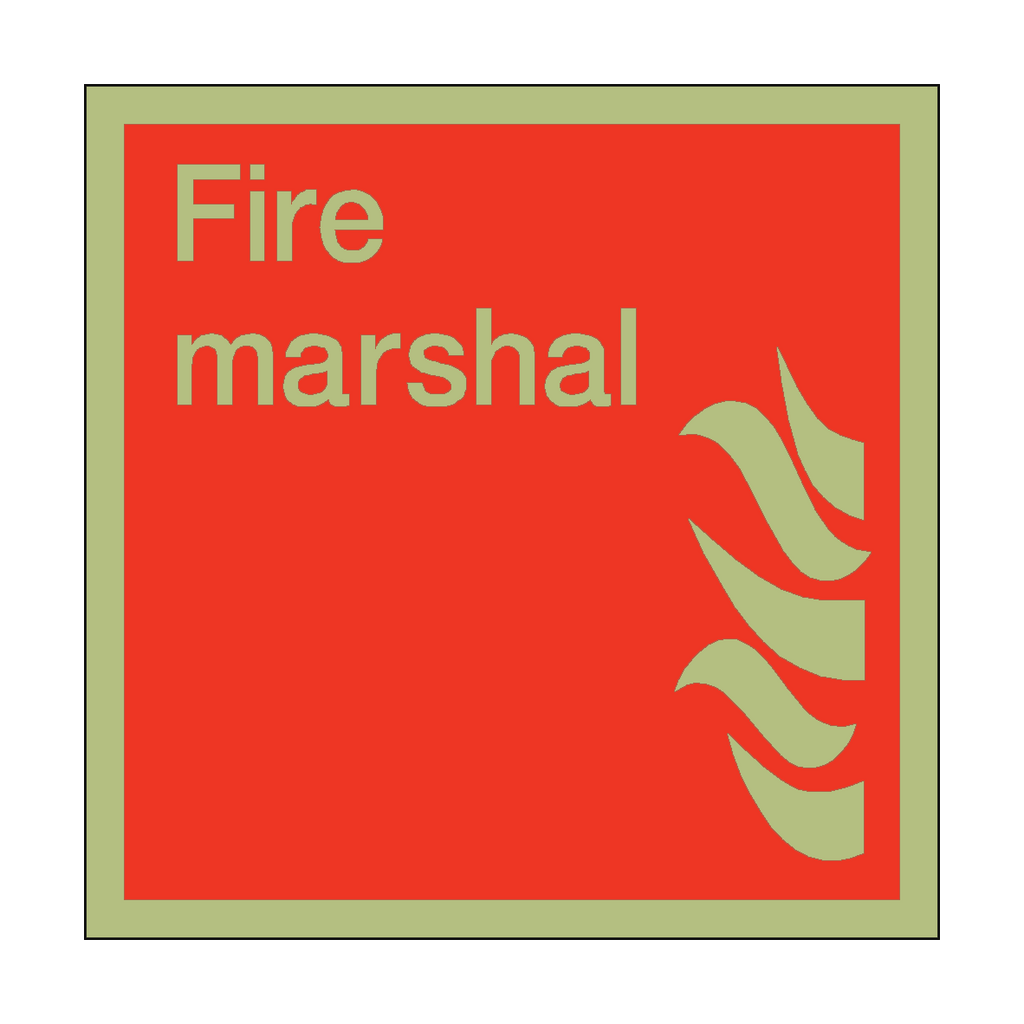 Photoluminescent Fire Marshal Square Sticker | Safety-Label.co.uk