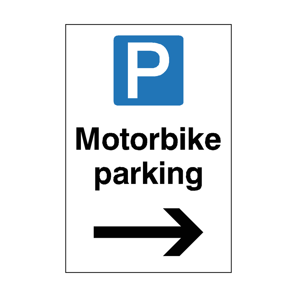 Motorbike Parking Sign Arrow Right | Safety-Label.co.uk